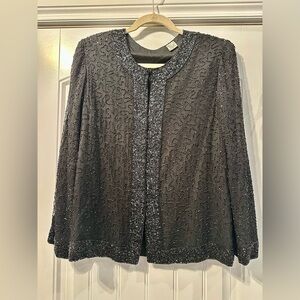 Stylish Black Beaded Silk Top